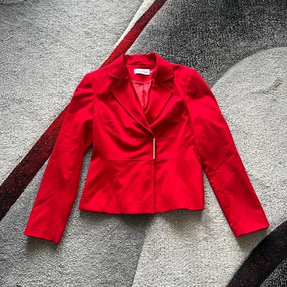 Calvin Klein Red Cinched Waist Blazer - Picture 1 of 4